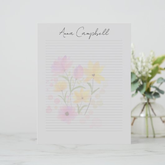 Monogram Chic Script Naam Briefpapier (Staand voorkant)