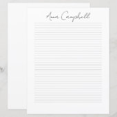 Monogram Chic Script Naam Briefpapier (Voorkant / Achterkant)