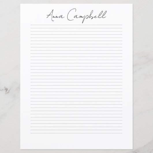 Monogram Chic Script Naam Briefpapier (Voorkant)