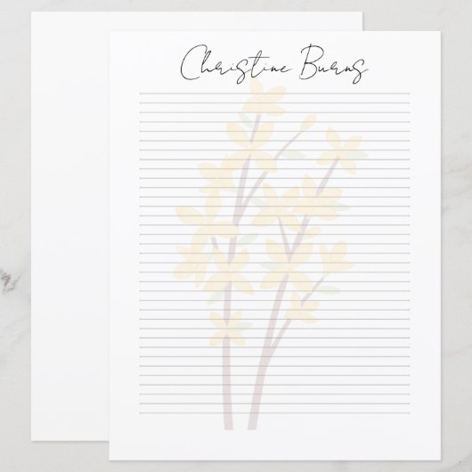 Monogram Chic Script Naam Briefpapier (Voorkant / Achterkant)