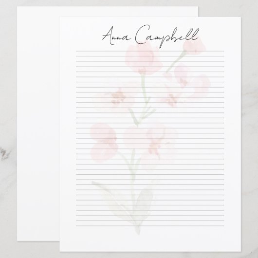 Monogram Chic Script Naam Briefpapier (Voorkant / Achterkant)