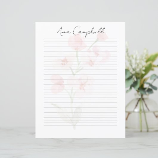 Monogram Chic Script Naam Briefpapier (Staand voorkant)