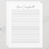 Monogram Chic Script Name Stationery Paper (Voorkant / Achterkant)