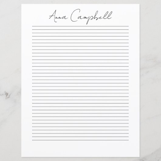 Monogram Chic Script Name Stationery Paper (Voorkant)