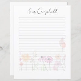 Monogram Chic Script Name Stationery Paper