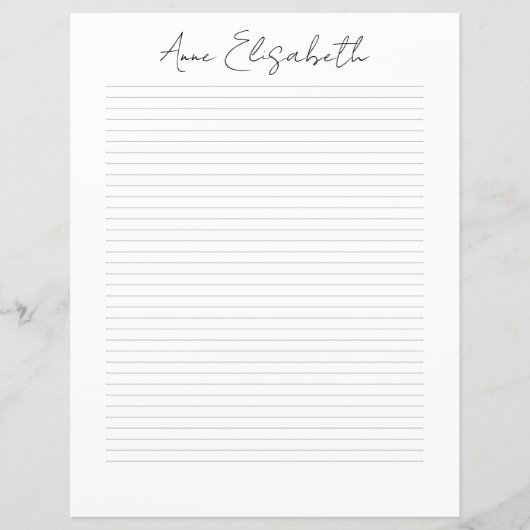 Monogram Chic Script Name Stationery Paper (Voorkant)