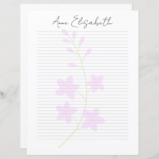 Monogram Chic Script Name Stationery Paper (Voorkant / Achterkant)