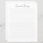 Monogram Chic Script Name Stationery Paper (Voorkant / Achterkant)