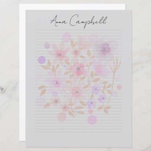 Monogram Chic Script Name Stationery Paper (Voorkant / Achterkant)