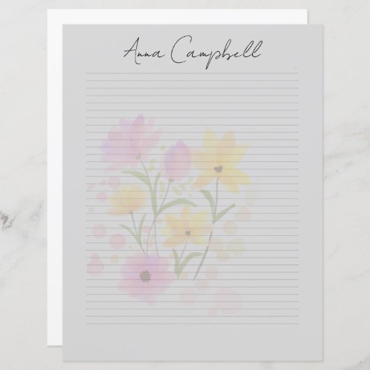 Monogram Chic Script Name Stationery Paper (Voorkant / Achterkant)