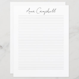 Monogram Chic Script Name Stationery Paper