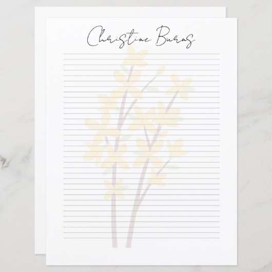 Monogram Chic Script Name Stationery Paper (Voorkant / Achterkant)