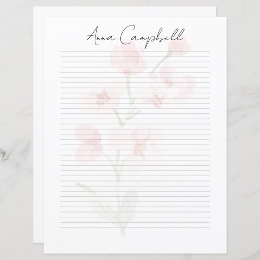 Monogram Chic Script Name Stationery Paper (Voorkant / Achterkant)
