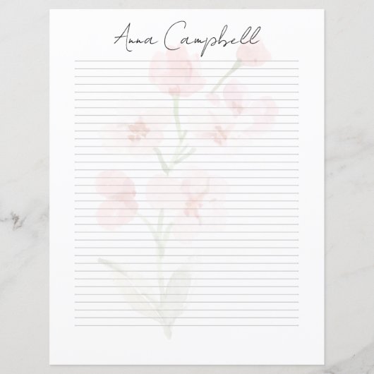 Monogram Chic Script Name Stationery Paper (Voorkant)