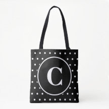 Monogram Chic Zwart Wit Polka Dots