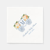 Monogram Chinoiserie Autumn Flowers Baby shower Servet (Voorkant)