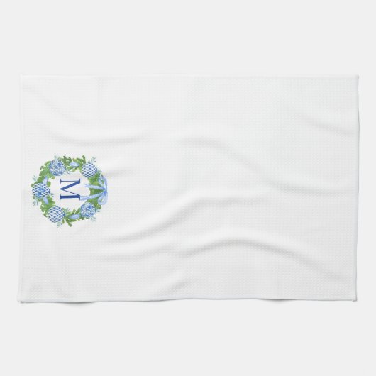 Monogram Chinoiserie Krans, Grandmillenial Theedoek (Horizontaal)