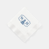 Monogram Chinoiserie Pagoda in Navy Napkins Servet (Hoek)