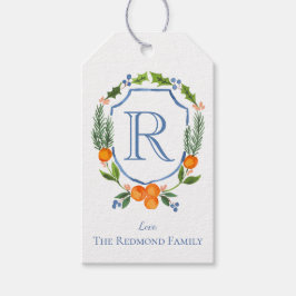 Monogram Chinoiserie Waterverf Citrus Crest Cadeaulabel