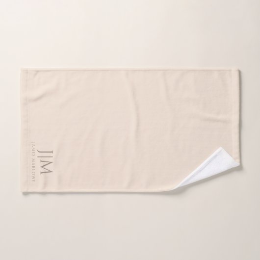 Monogram chique beige bad handdoek (Handdoek)