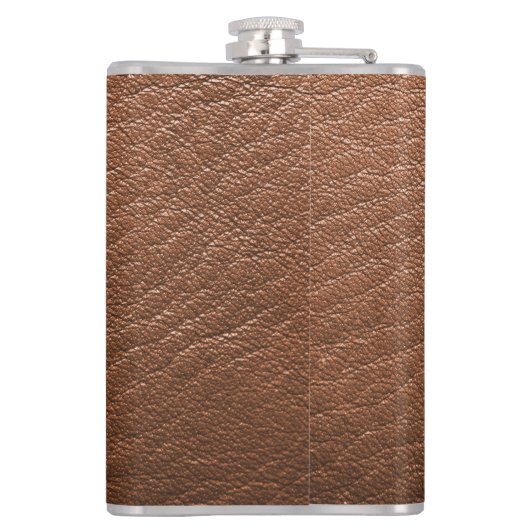 Monogram Chique Bruin Leer Naam Script Modern Heupfles (Achterkant)