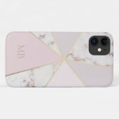 Monogram Chique Marmer Geometrisch Roze Goud Case-Mate iPhone Case (Achterkant (horizontaal))