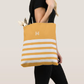 monogram | Chique strepen gouden Canvas tas (Dichtbij)