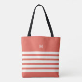 monogram | Chique strepen Terracotta Canvas tas (Achterkant)