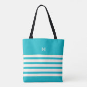 monogram | Chique strepen Turquoise Canvas tas (Achterkant)