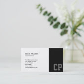 Monogram chique wit zwart Visitekaartje (Staand voorkant)