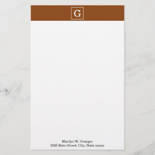 Monogram Chocolade Brown White Initiaal Briefpapier