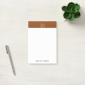 Monogram Chocolade Brown White Initiaal Post-it® Notes (Kantoor)