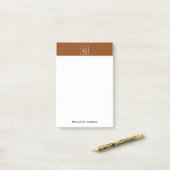 Monogram Chocolade Brown White Initiaal Post-it® Notes (Op bureau)