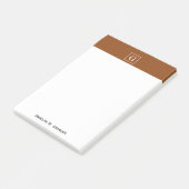 Monogram Chocolade Brown White Initiaal Post-it® Notes (Schuin)