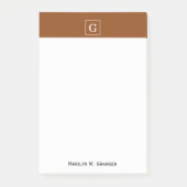 Monogram Chocolade Brown White Initiaal Post-it® Notes (Voorkant)