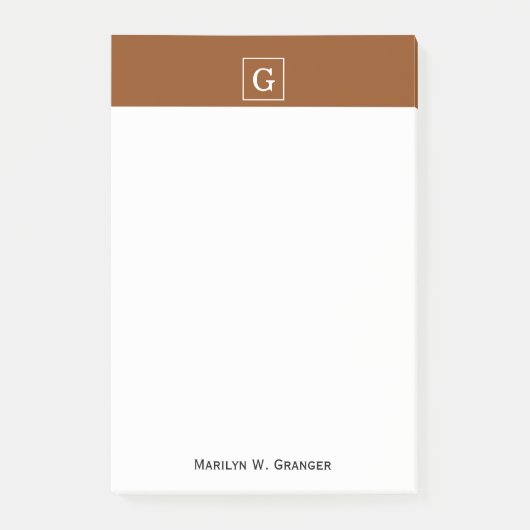 Monogram Chocolade Brown White Initiaal Post-it® Notes (Voorkant)