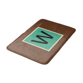 Monogram Chocolade Bruin en Donker Mintgroen Badmat