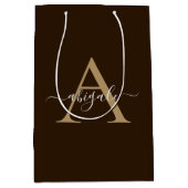 Monogram Chocolade Bruin Goud | Minimaal Elegant Medium Cadeauzakje (Voorkant)