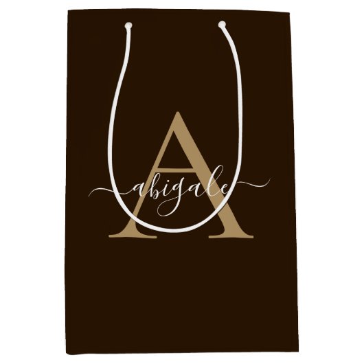 Monogram chocolade bruine goud | Minimaal elegant Medium Cadeauzakje (Voorkant)