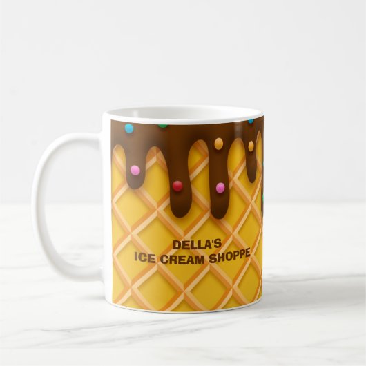Monogram Chocolade Drip Waffle Sprinkle Ice Cream Koffiemok (Links)