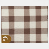 Monogram chocolade geruit, bruine buffelprint fleece deken (Voorkant (Horizontaal))