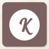 Monogram chocolade pruim en wit kartonnen onderzetters (Voorkant)