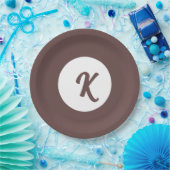 Monogram chocolade pruim en wit papieren bordje (Feest)