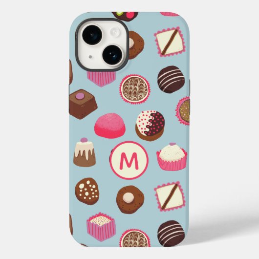 Monogram Chocolade Snoep Case-Mate iPhone Case (Achterkant)