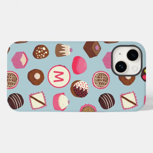 Monogram Chocolade Snoep Case-Mate iPhone Case (Achterkant (horizontaal))