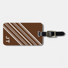 Monogram Chocolate Brown en White Pinstripe Bagagelabel