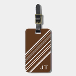 Monogram Chocolate Brown en White Pinstripe Bagagelabel