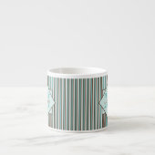Monogram Chocolate Brown & Mint Green Stripes Espresso Kop (Voorkant)