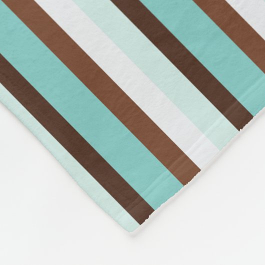 Monogram Chocolate Brown & Mint Green Stripes Fleece Deken (Hoek)