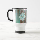 Monogram Chocolate Brown & Mint Green Stripes Reisbeker (Links)